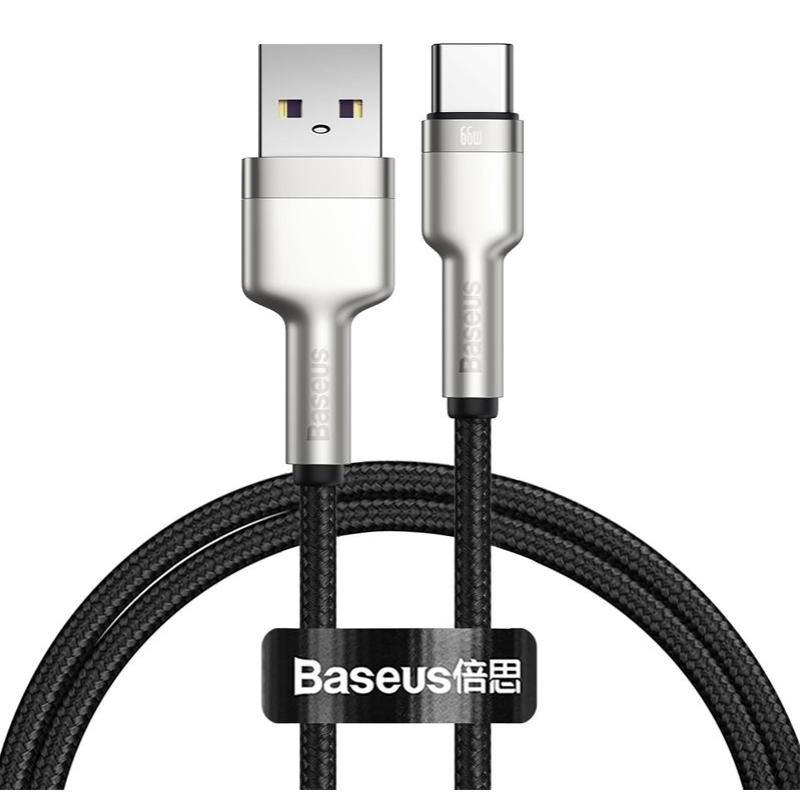 Baseus Cafule Metal sorozatú adatkábel USB-USB-C 66W 1m fekete