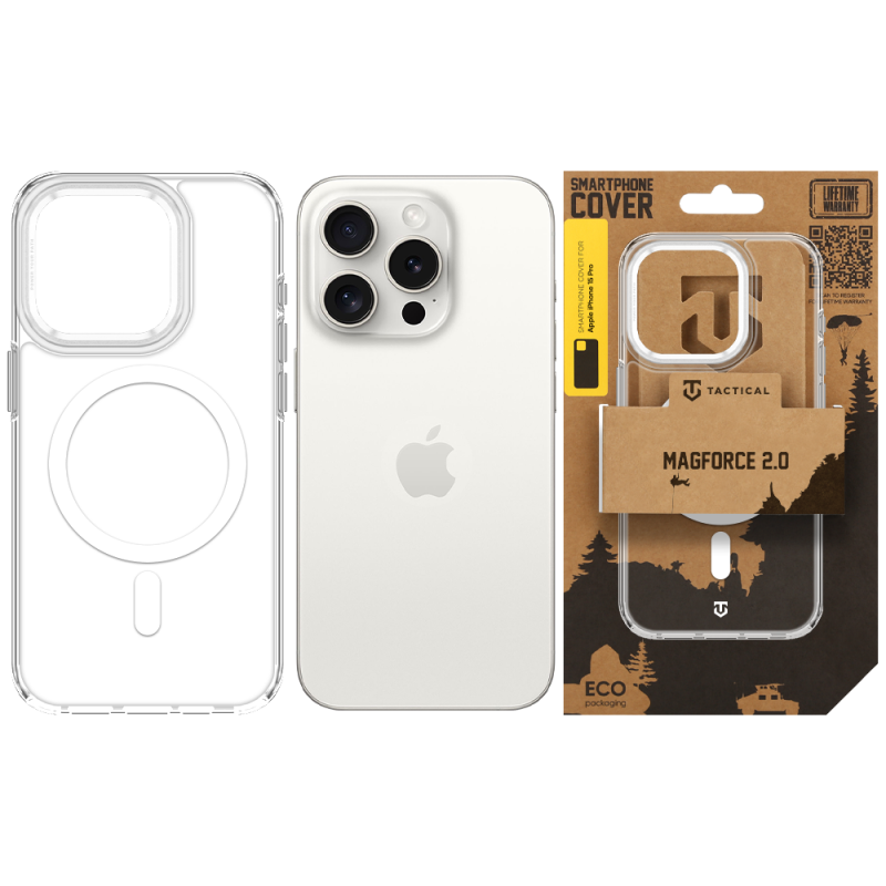 Tactical MagForce 2.0 tok az Apple iPhone 15 Pro-hoz, ezüst színben
