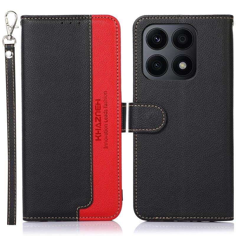 KHAZ könyv tok a Honor X8a számára - fekete/piros