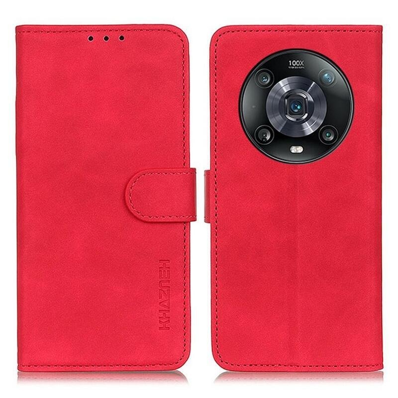KHAZ PU bőr pénztárca tok a Honor Magic 4 Pro 5G számára - piros