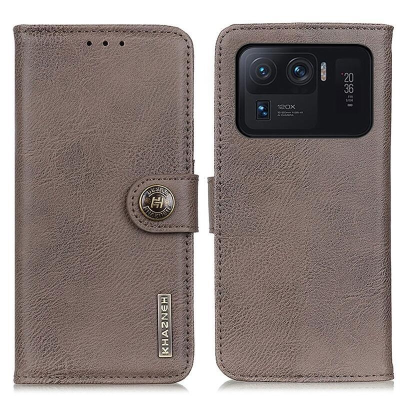 KHAZ PU bőr pénztárca tok a Xiaomi Mi 11 Ultra számára - szürke