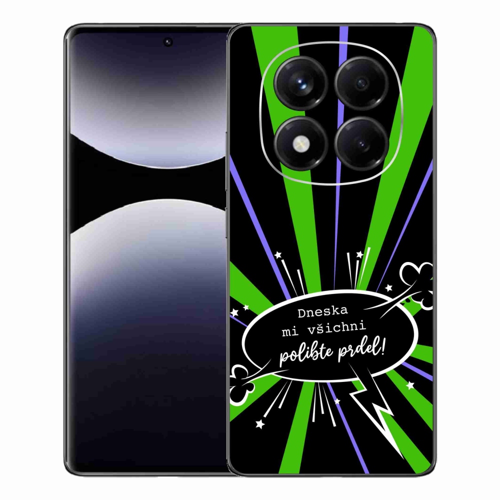 Gél borító mmCase a Xiaomi Redmi Note 14 Pro készülékhez - vicces szöveg 15 fekete háttérrel