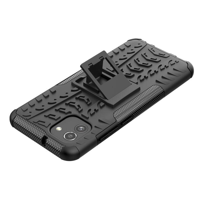 Kick tartós hibrid borítás Samsung Galaxy A03-hoz - fekete