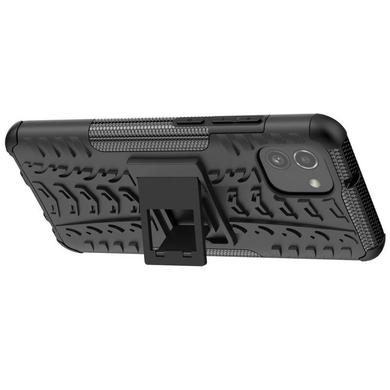 Kick tartós hibrid borítás Samsung Galaxy A03-hoz - fekete