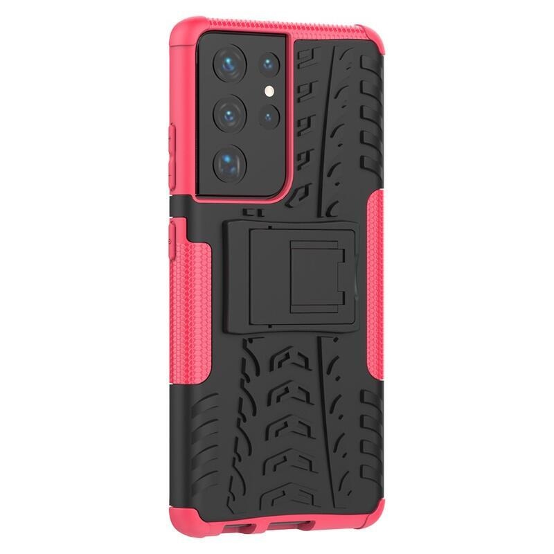 Rúgásálló hibrid borítás Samsung Galaxy S21 Ultra 5G készülékhez - rózsaszínű