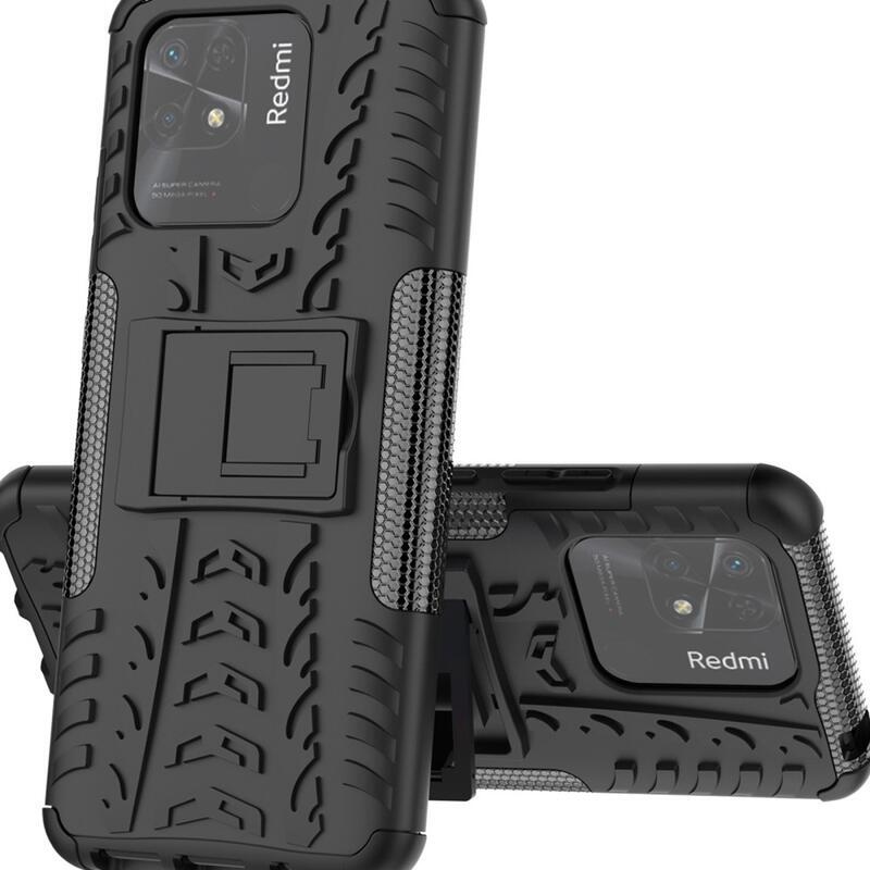 Kick tartós hibrid borítás Xiaomi Redmi 10C-hez - fekete