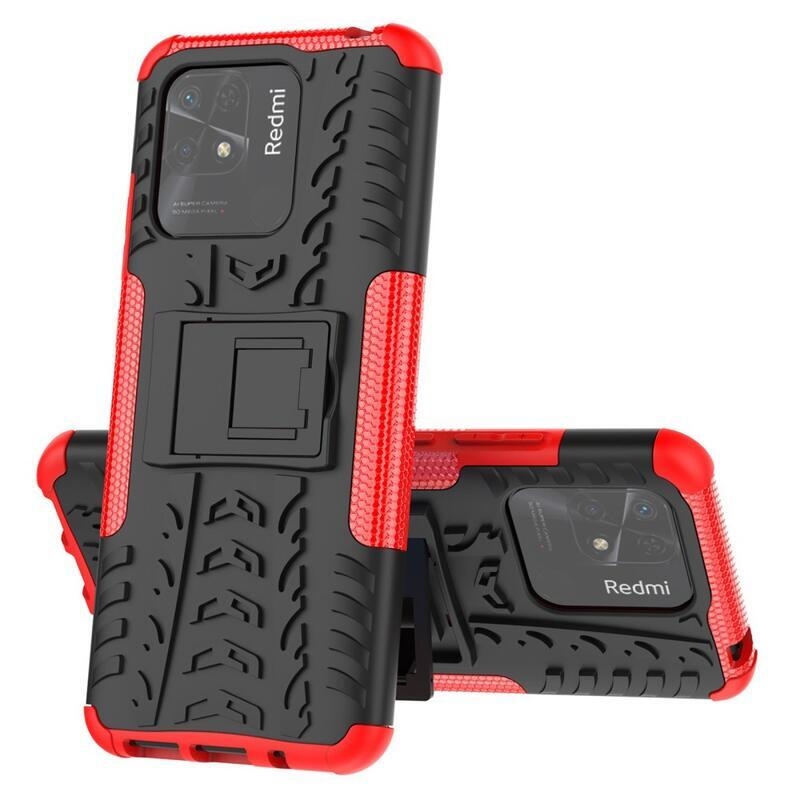 Kick tartós hibrid borítás Xiaomi Redmi 10C-hez - piros