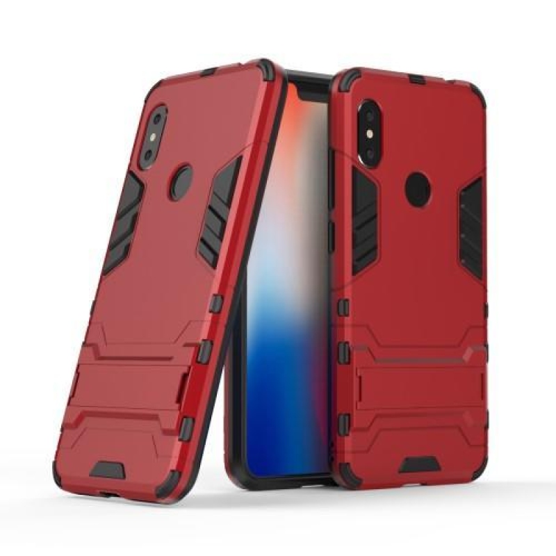Guard tartós hibrid borítás állvánnyal Xiaomi Redmi Note 6 Pro-hoz - piros