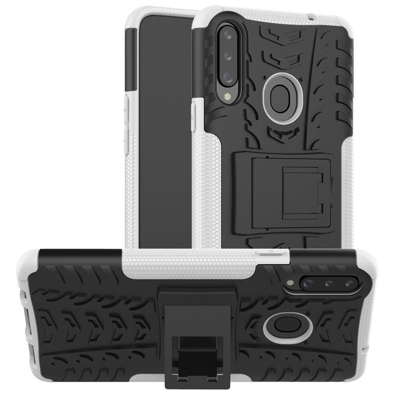 Kick tartós hibrid mobiltáska Samsung Galaxy A20s készülékhez - fehér