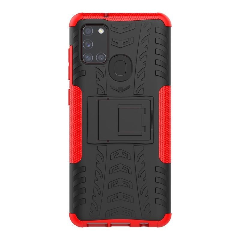 Kick tartós hibrid mobiltáska Samsung Galaxy A21s készülékhez - piros