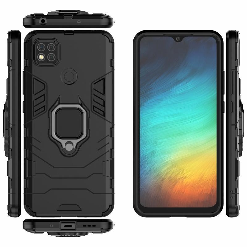 Guardy tartós hibrid tok ujjmarkolattal Xiaomi Redmi 9C-hez - fekete
