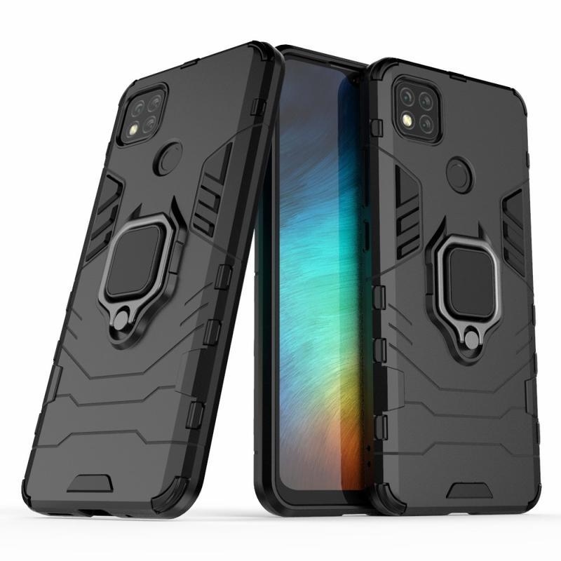 Guardy tartós hibrid tok ujjmarkolattal Xiaomi Redmi 9C-hez - fekete