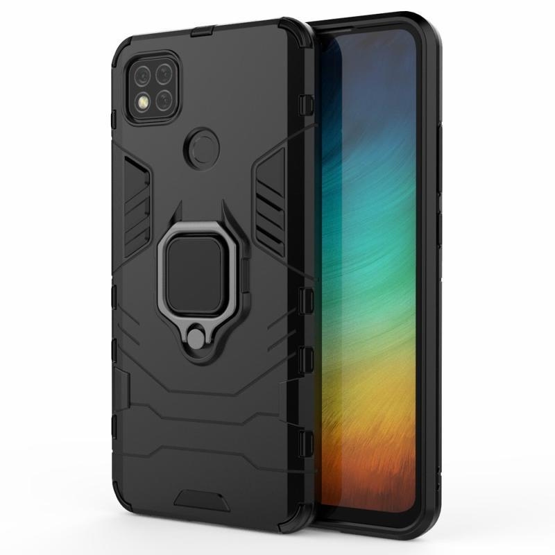 Guardy tartós hibrid tok ujjmarkolattal Xiaomi Redmi 9C-hez - fekete