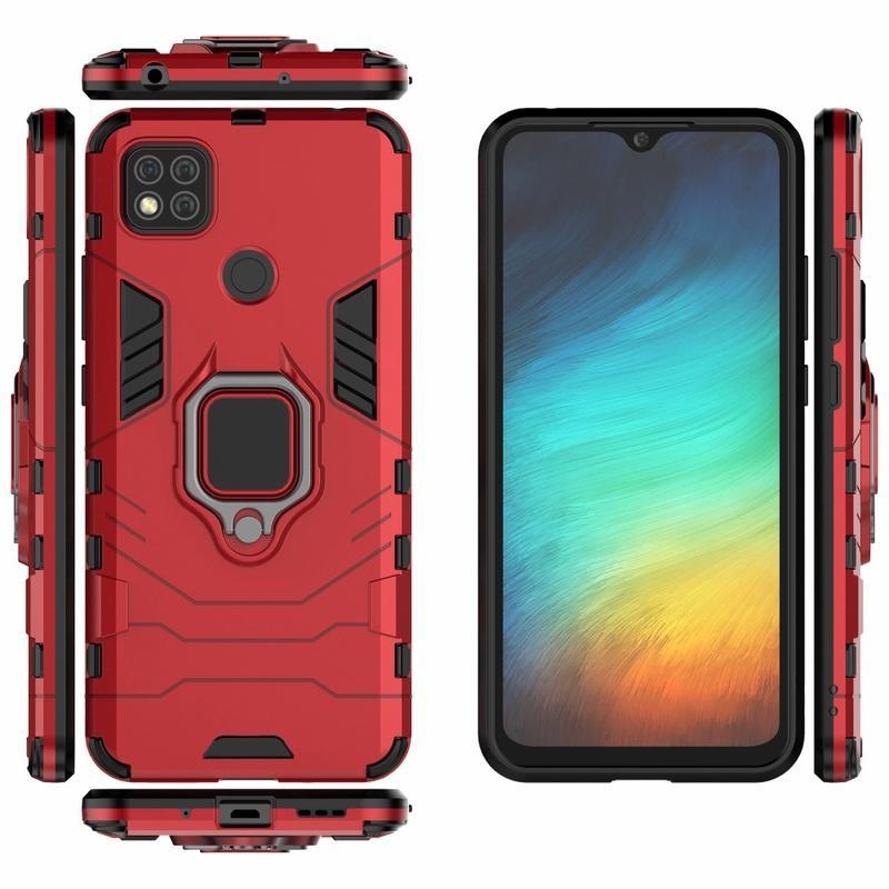 Guardy tartós hibrid tok ujjmarkolattal Xiaomi Redmi 9C-hez - piros