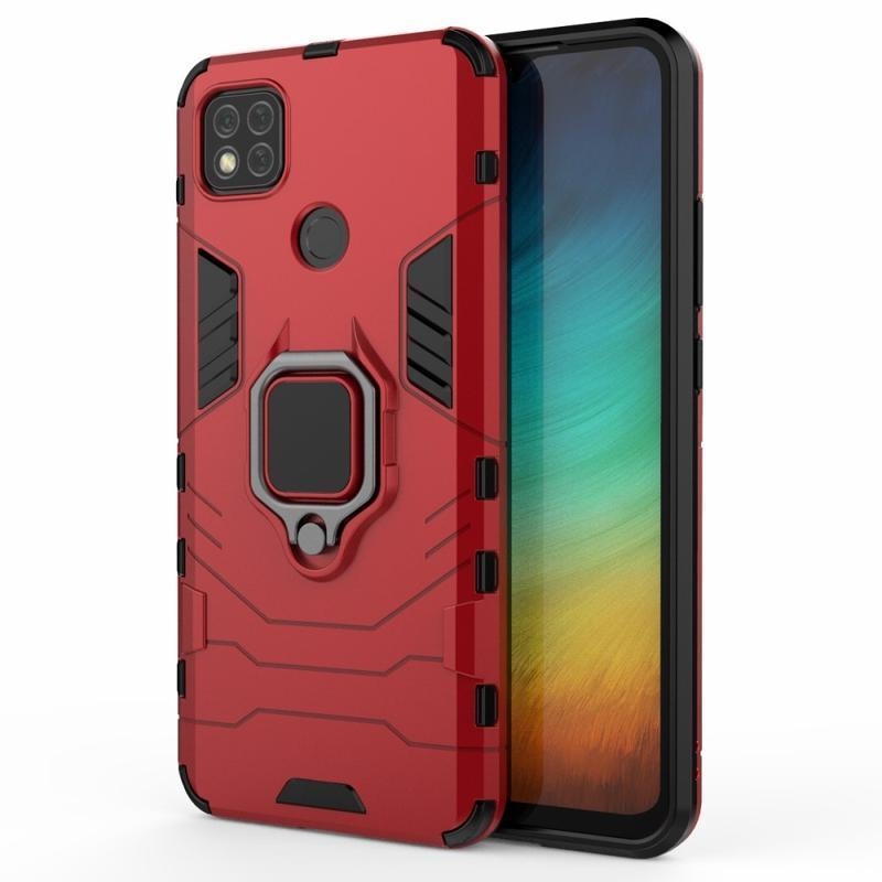 Guardy tartós hibrid tok ujjmarkolattal Xiaomi Redmi 9C-hez - piros
