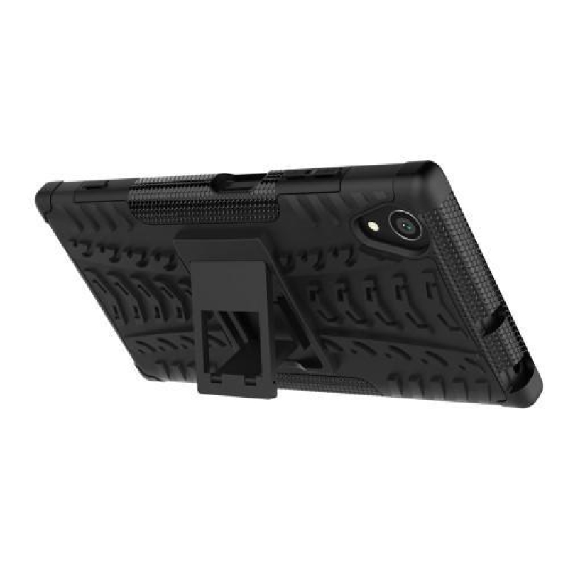 Kickstand tartós hibrid tok Sony Xperia XA1 Plus készülékhez - fekete