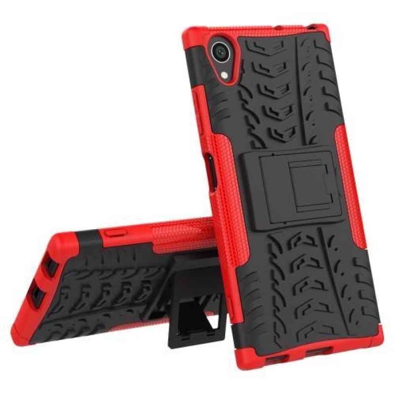 Kickstand tartós hibrid tok Sony Xperia XA1 Plus-hoz - piros