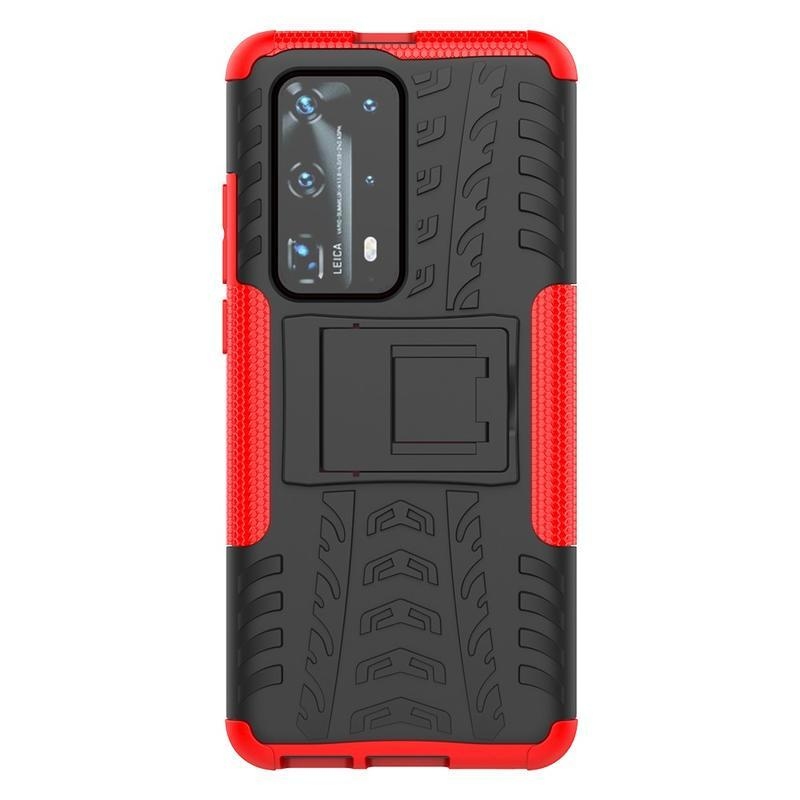 Kicstand tartós hibrid borító Huawei P40 Pro készülékhez - piros