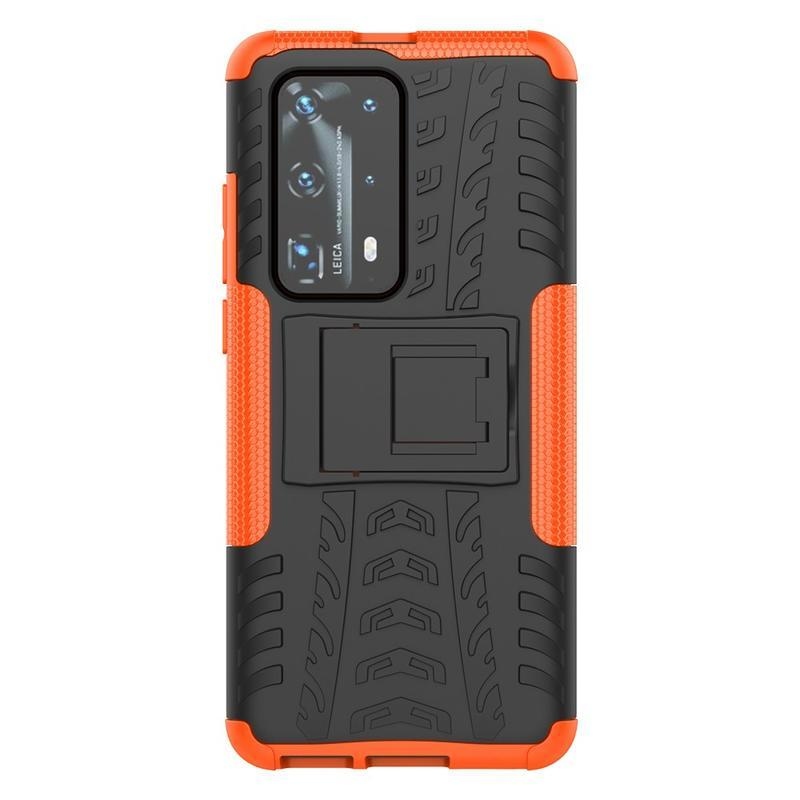 Kicstand tartós hibrid borítás Huawei P40 Pro készülékhez - narancssárga