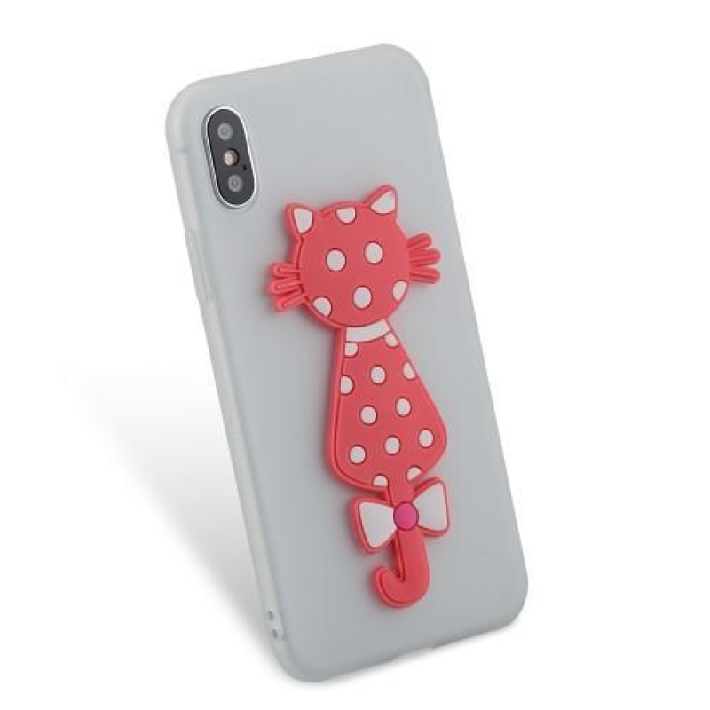 Kitty 3D szilikon tok iPhone X készülékhez - fehér