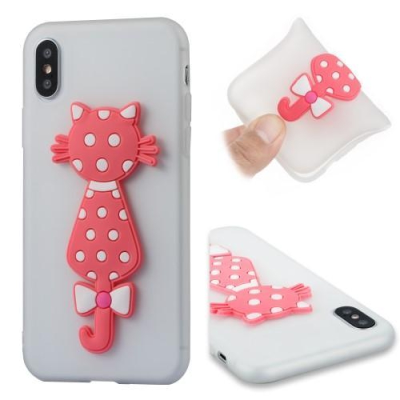 Kitty 3D szilikon tok iPhone X készülékhez - fehér