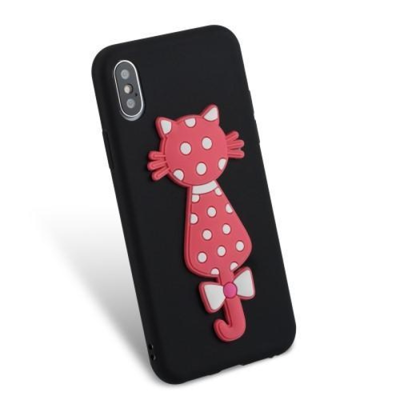 Kitty 3D szilikon tok iPhone X készülékhez - fekete