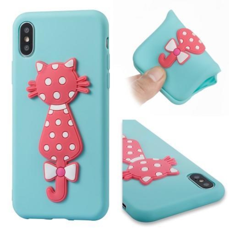 Kitty 3D szilikon tok iPhone X készülékhez - kék