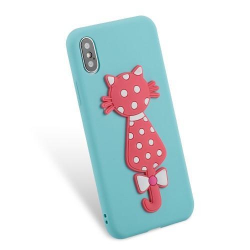 Kitty 3D szilikon tok iPhone X készülékhez - kék