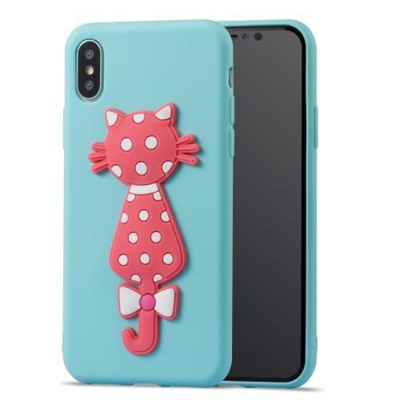 Kitty 3D szilikon tok iPhone X készülékhez - kék