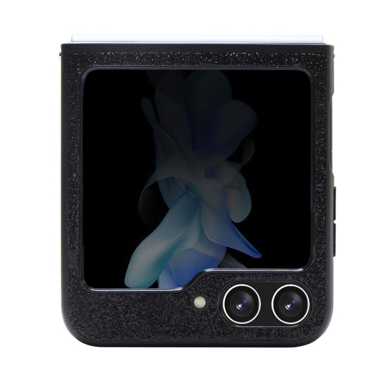 Guess PC/TPU Glitter Flakes Metal Logo hátlap Samsung Galaxy Z Flip 5 Fekete fekete