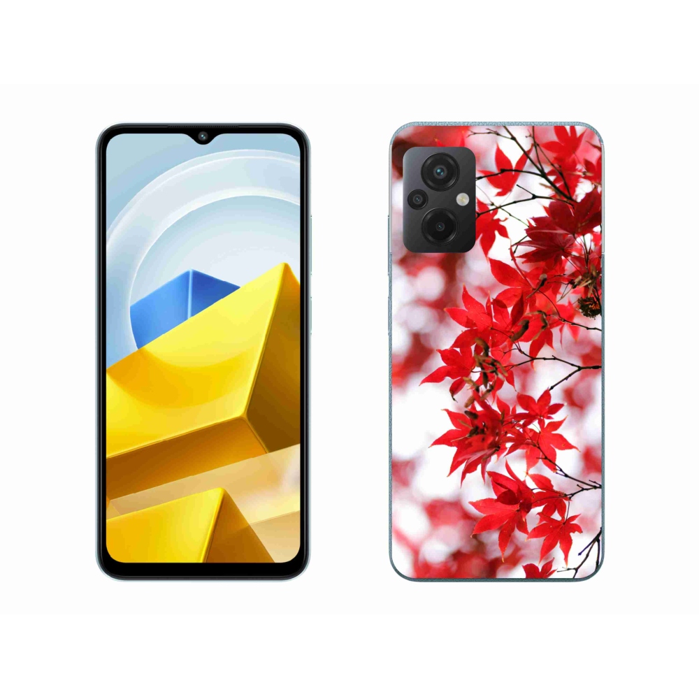 Gél borítás mmCase a Xiaomi Poco M5 4G-hez - piros levelek