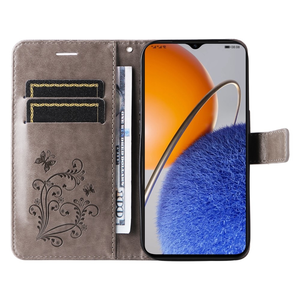 Nagy pillangó könyv tok Huawei Nova Y61-hez - szürke