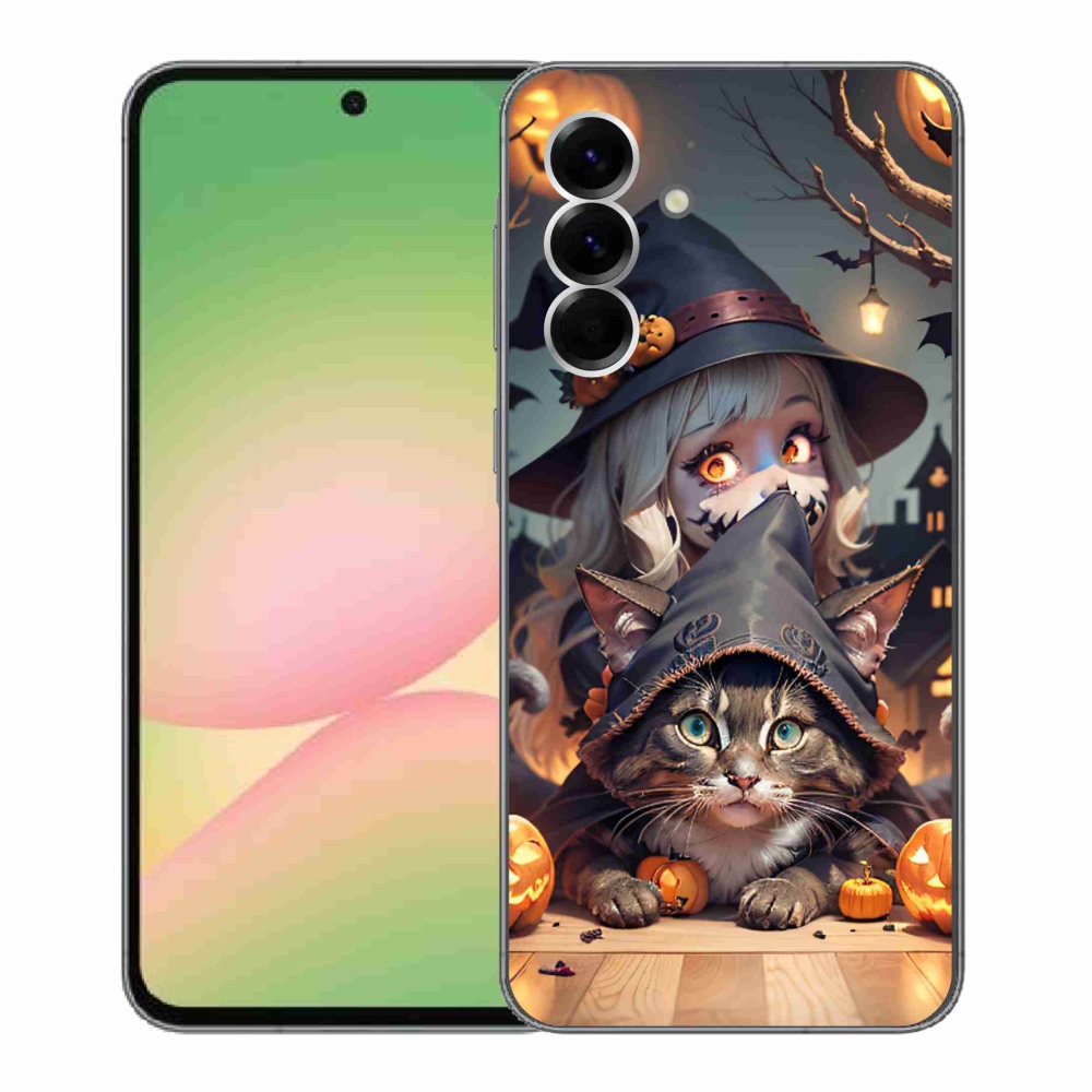 Zselés borítás mmCase Samsung Galaxy A56 5G - boszorkány macskával