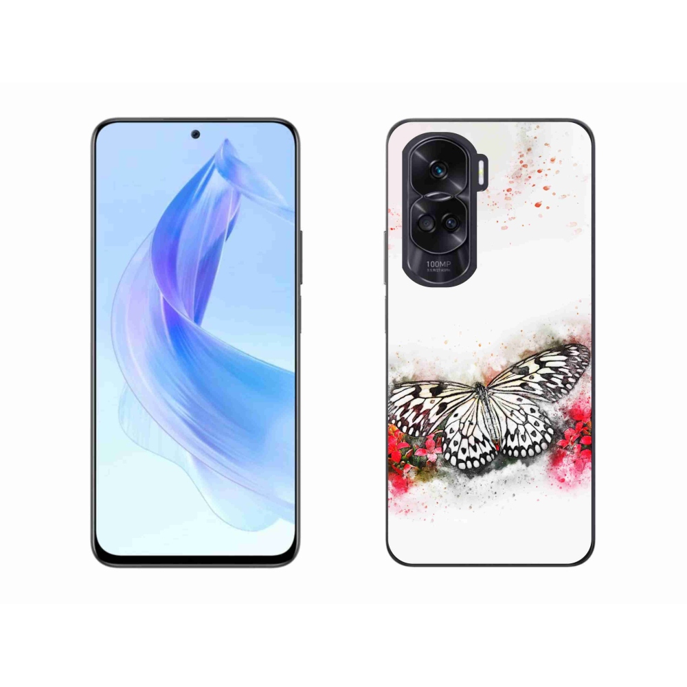 Zselés borítás mmCase a Honor 90 Lite-hoz - fekete-fehér pillangó