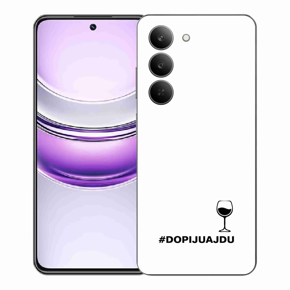 Gél borító mmCase a Realme 14x 5G készülékhez - bor motívum fehér háttérrel