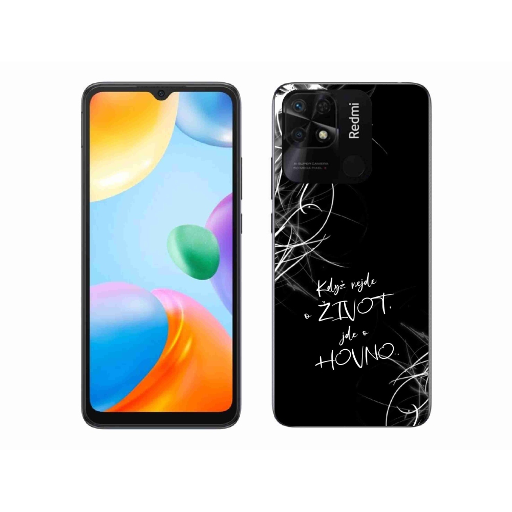 Gél borító mmCase a Xiaomi Redmi 10C-hez - vicces szöveg 16 fekete háttérrel