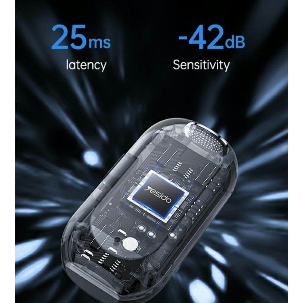 Yesido KR22 vezeték nélküli hajtókás mikrofon mesterséges intelligenciával és zajcsökkentéssel