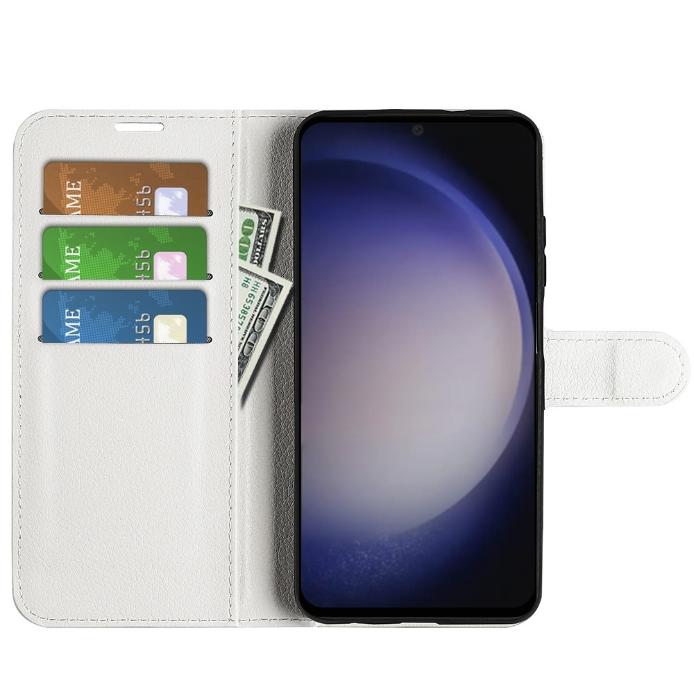 Litchi könyv tok Samsung Galaxy S24 készülékhez - fehér