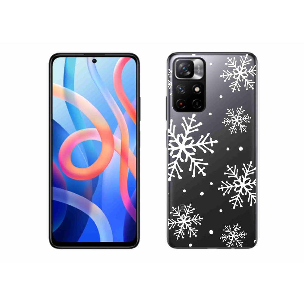 Gél borítás mmCase a Xiaomi Redmi Note 11S 5G számára - fehér pelyhek átlátszó háttéren