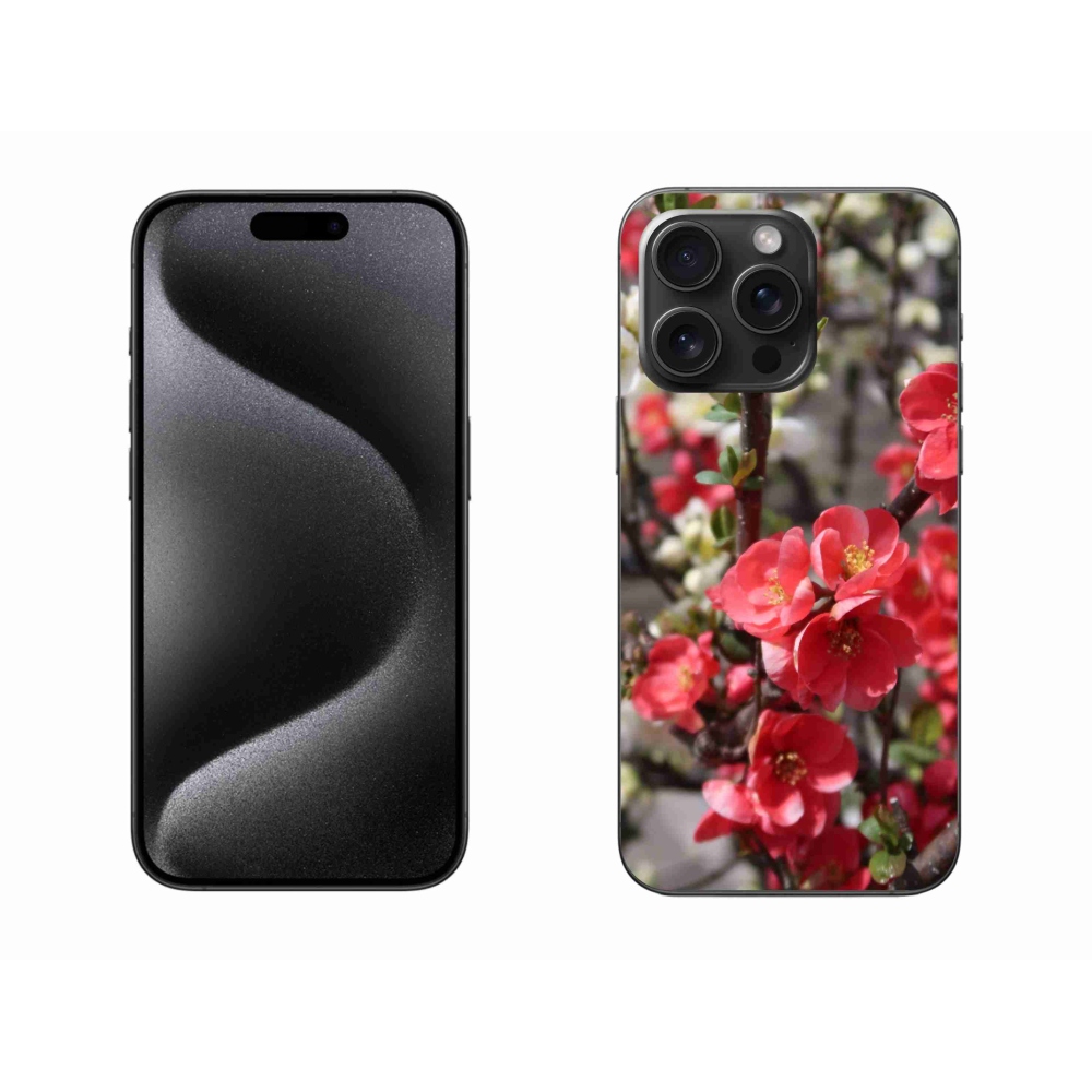 Zselés borítás mmCase iPhone 15 Pro Max készülékhez - piros virágok