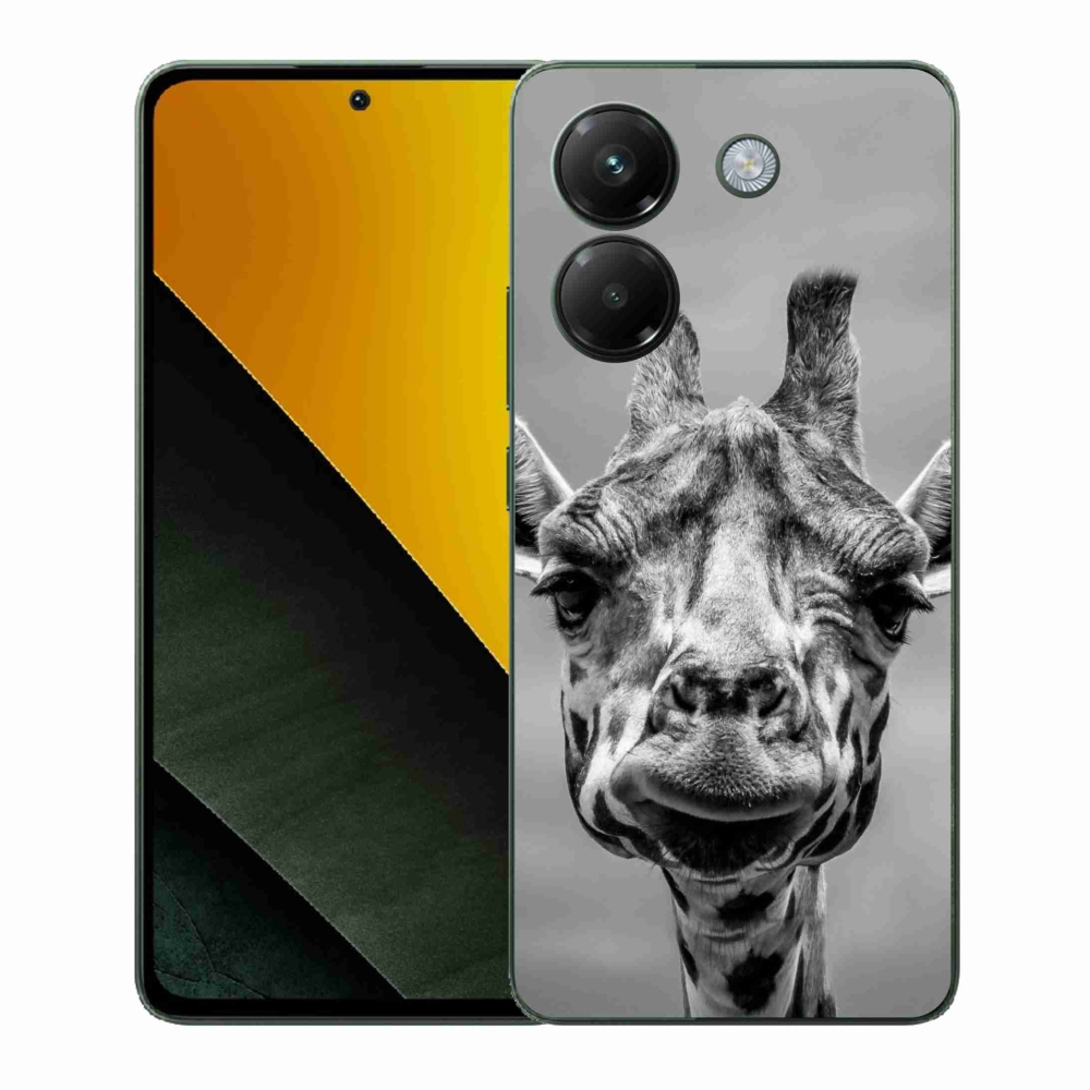 Gél borítás mmCase a Xiaomi Poco M7 Pro 5G számára - fekete-fehér zsiráf