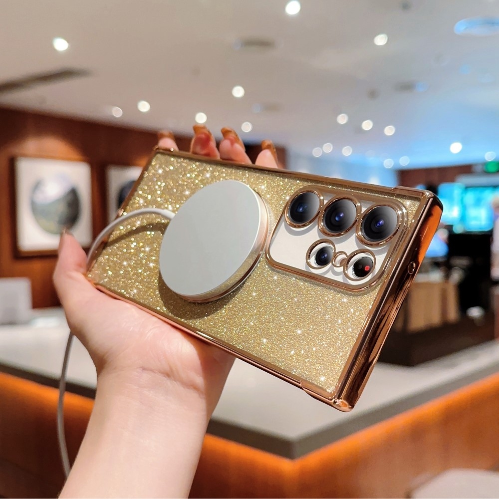 Fokozatos zselés csillogó tok MagSafe támogatással Samsung Galaxy S25 Ultra készülékhez - arany színben