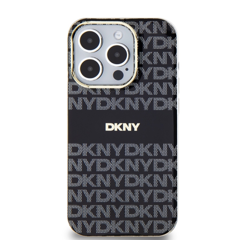 DKNY PC/TPU ismétlődő mintás tonális csíkos Magsafe hátlap iPhone 13 Pro Fekete