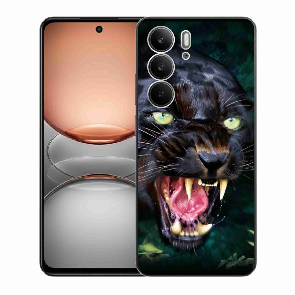 Gél borítás mmCase a Realme C75 készülékhez - dühös fekete párduc