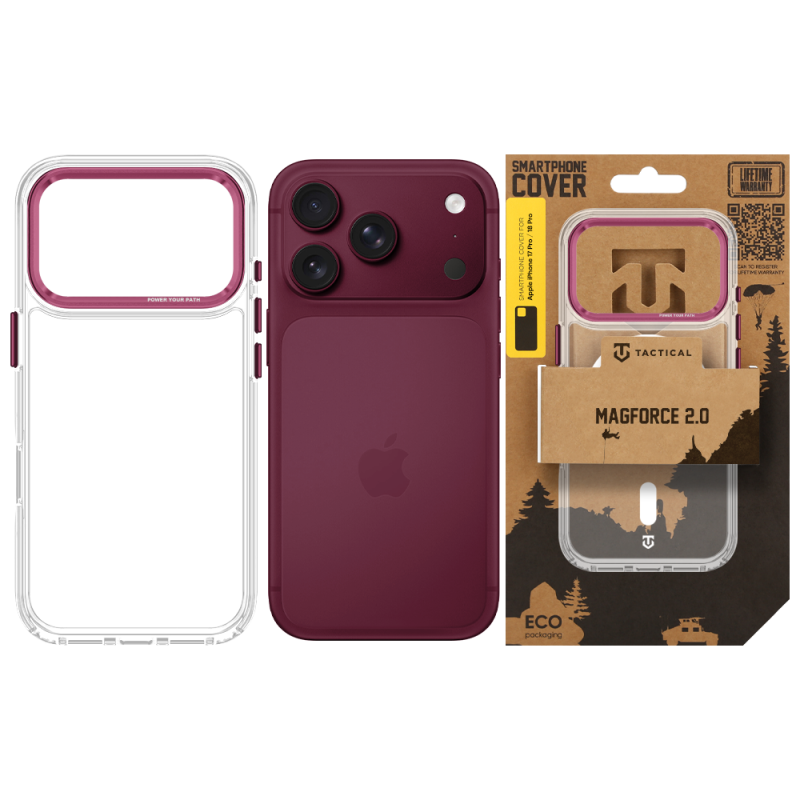 Tactical MagForce 2.0 tok az Apple iPhone 17 Pro/18 Pro készülékhez, bordó színben