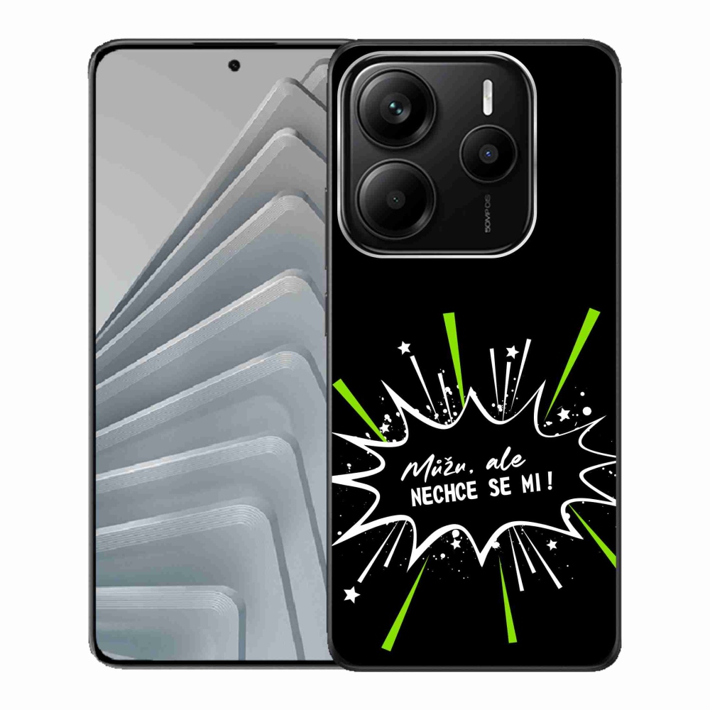 Gél borító mmCase a Xiaomi Redmi Note 14 5G-hez - vicces szöveg 11 fekete háttérrel