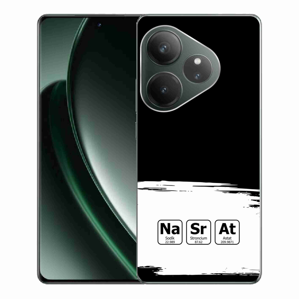 Gél borítás mmCase a Realme GT 6 5G/GT 6T 5G - kémiai elemek fehér és fekete háttérrel