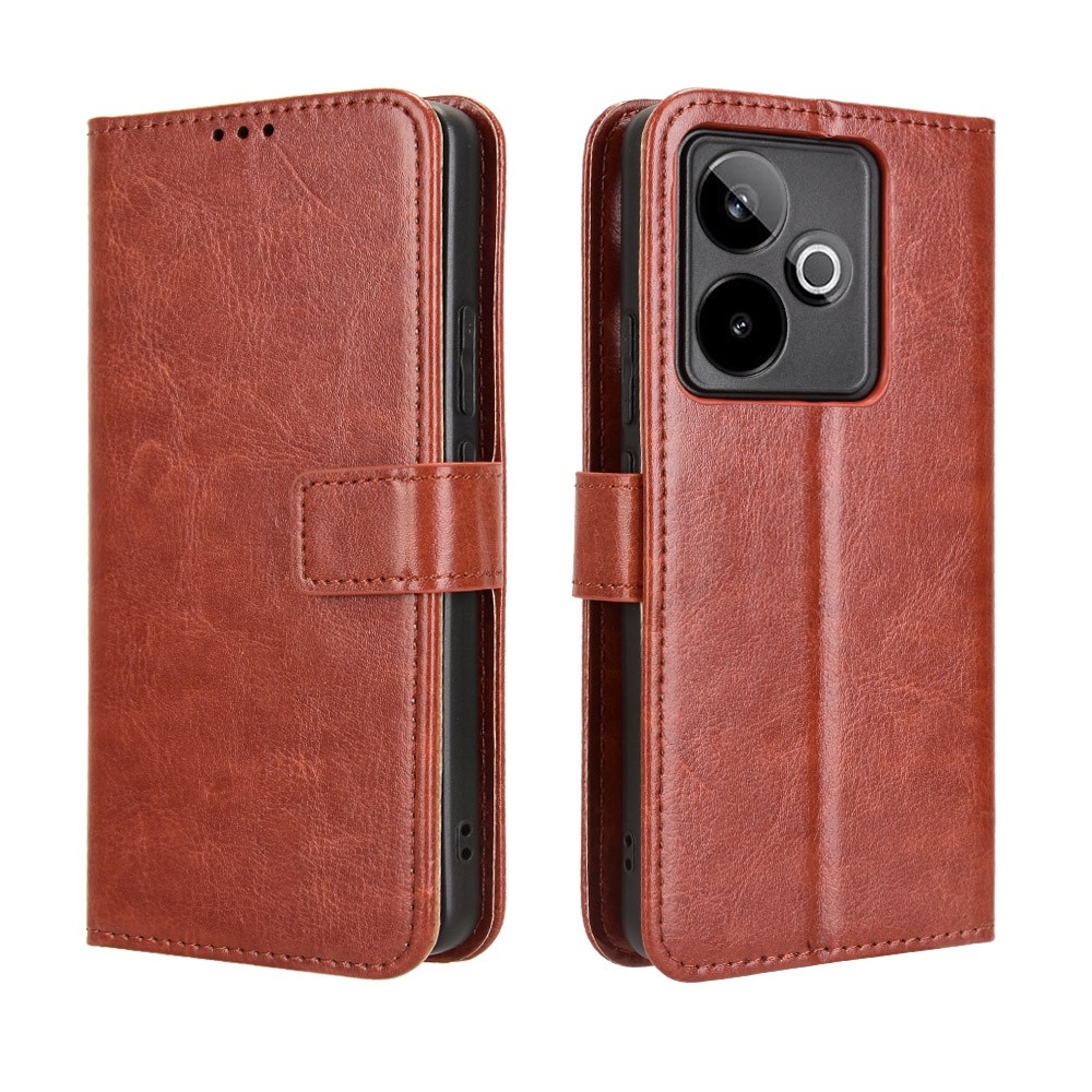 Őrült könyvtáska a Realme GT 7 5G számára - barna színben