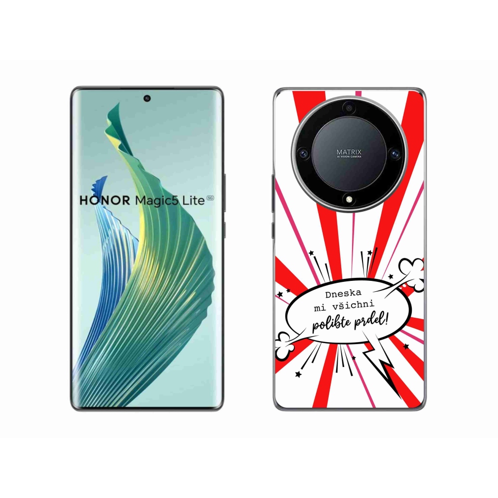 Gél borító mmCase a Honor Magic 5 Lite 5G számára - vicces szöveg 15 fehér háttérrel