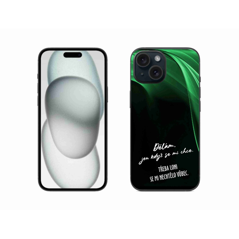 Gél borító mmCase iPhone 15 készülékhez - vicces szöveg 12 fekete háttér